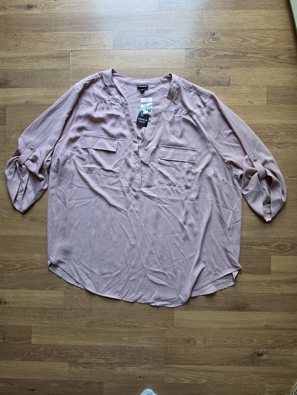 Torrid Blush Pink V-Neck Peasant Blouse